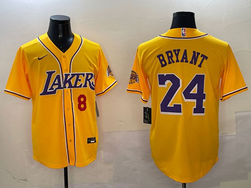 Men Los Angeles Lakers #24 Bryant Yellow Joint Name Nike 2025 NBA Jersey style 9->->NBA Jersey